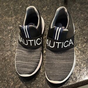 Nautica Black and Gray Knit Slip-On Shoes